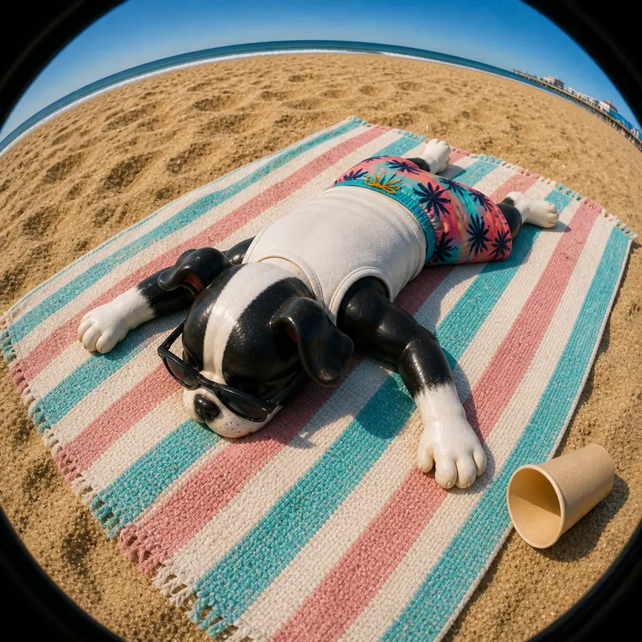 Doh asleep on a beach towel